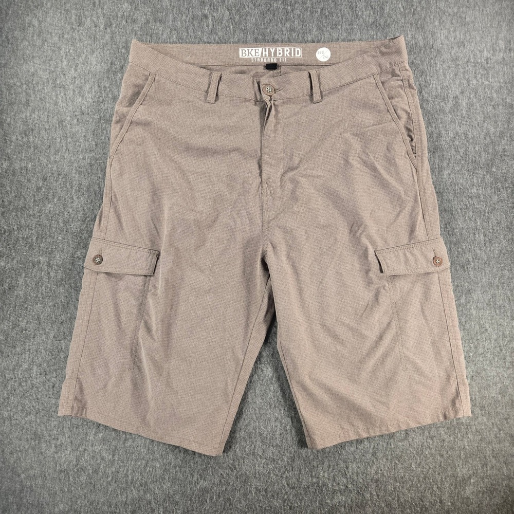 BKE Hybrid Cargo Shorts Mens 36 Brown Standard Fit Stretch Tech Boardshorts